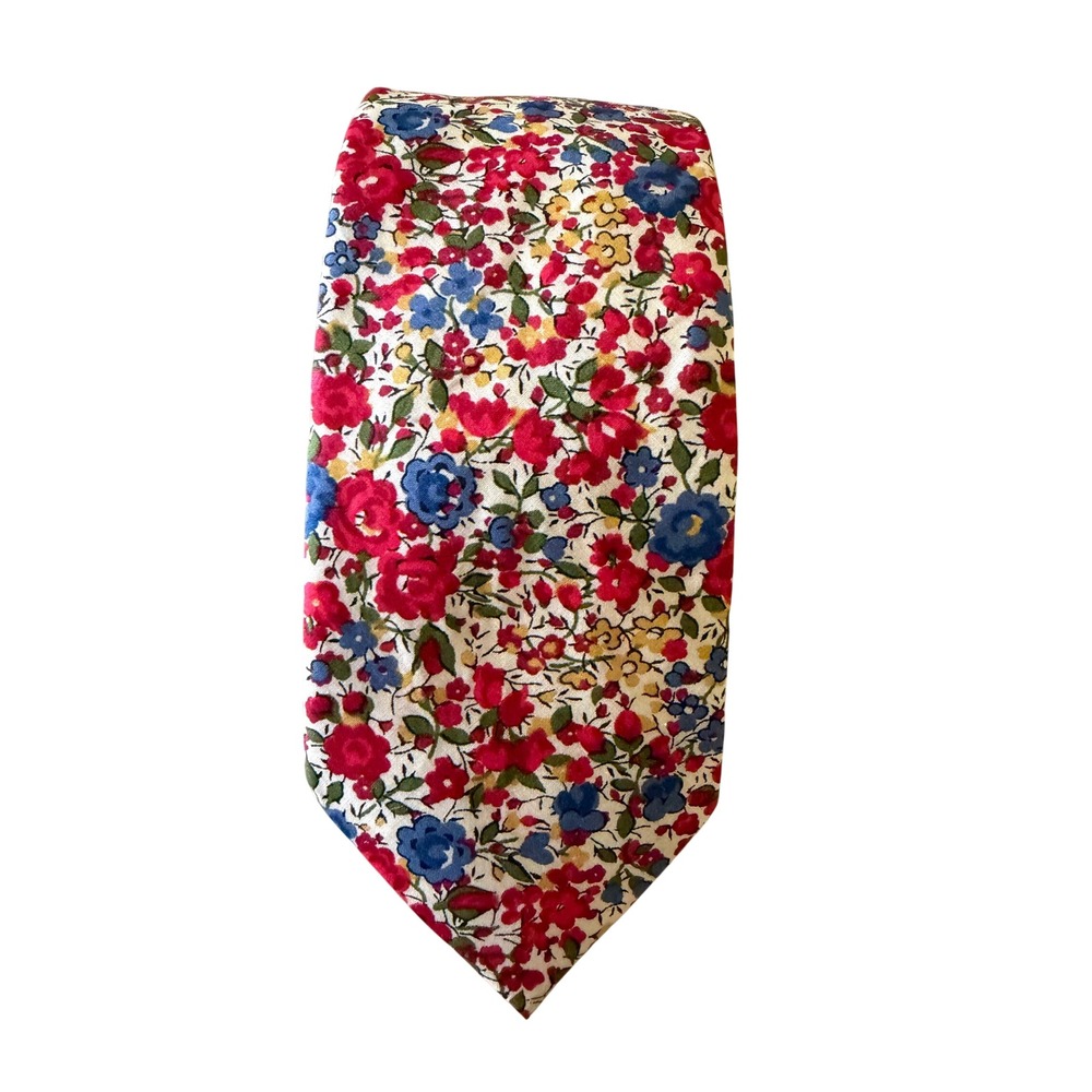 J.Crew Factory Floral Necktie Men One Size Multicolor Cotton Slim Tie